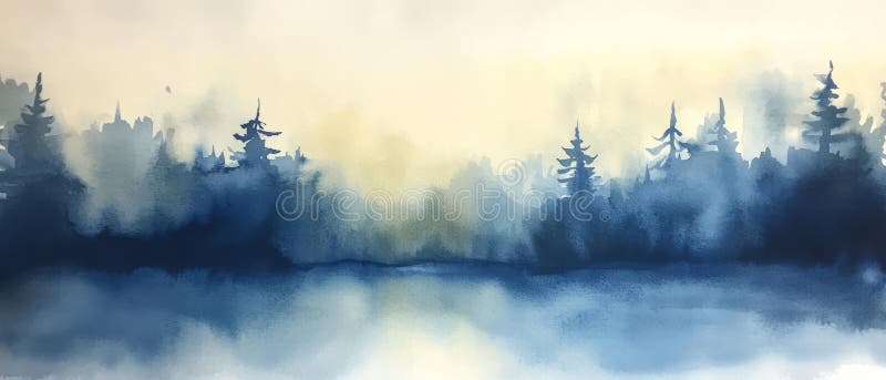 Deep Blue and Olive Watercolor Background Textured Layers with Soft Gradient for Creative Projects vector illustration