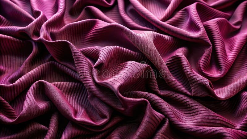 Deep crimson fabric draped in elegant waves, showing textured surface and rich color saturation. Generative AI vector illustration