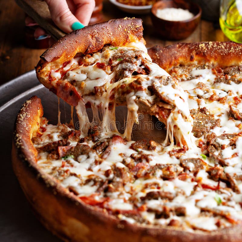Deep dish meat pizza stock photo. Image of fresh, deep 174701846