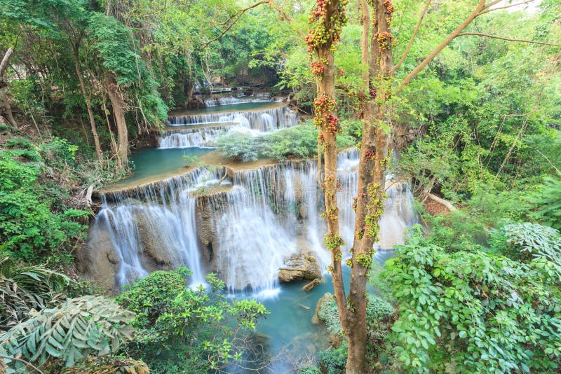 Deep forest Waterfall in Kanchanaburi, Thailand