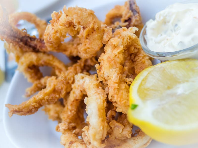 Deep fried calamari stock image. Image of europe, calamari 66436779
