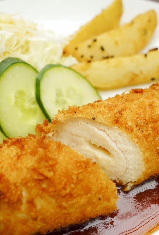 Deep Fried Chicken with Cheese Stock Image Image of sauce, fast 24862271