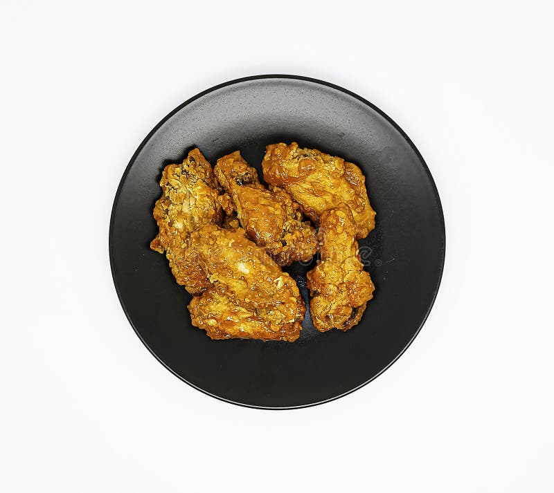 Deep Fried Chicken with Spicy Sauce in Korean Style, Isolated on White
