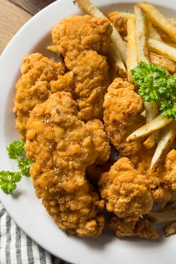 Deep Fried Chicken Tenders and Fries Stock Photo Image of fast