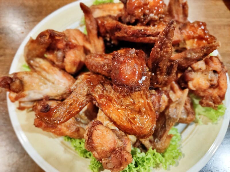 Deep Fried Chicken Wing with BBQ Sauce Stock Photo Image of