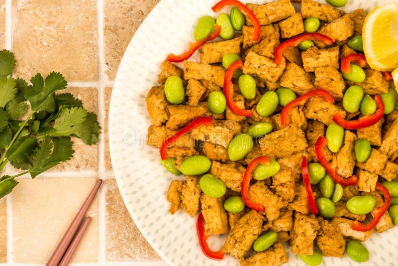 Deep Fried Chinese Style Vegetarian or Vegan Tofu with Spicy Red Stock