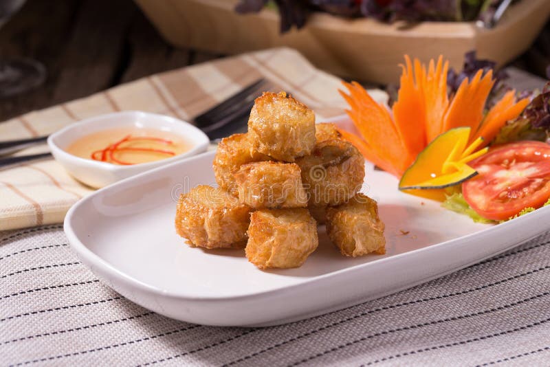 Deep Fried Crab Meat Roll on the Plate Stock Photo Image of delicious
