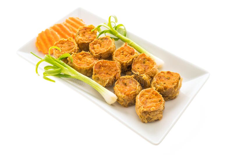 Deep Fried Crab Meat Roll in White Plate Stock Photo Image of meal