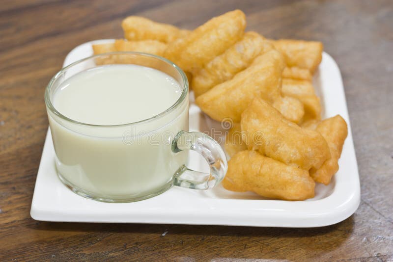 Deep Fried Dough Sticks And A Cup Of Soybean Milk Stock Photo Image