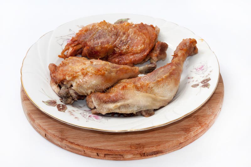 Deep Fried Drumstick and Thigh on a White Plate Stock Image Image of