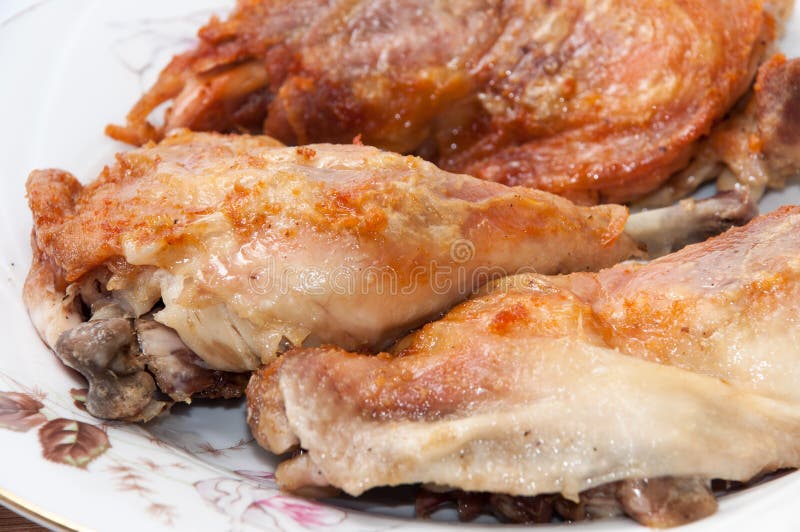 Deep Fried Drumstick and Thigh on a White Plate Stock Image Image of
