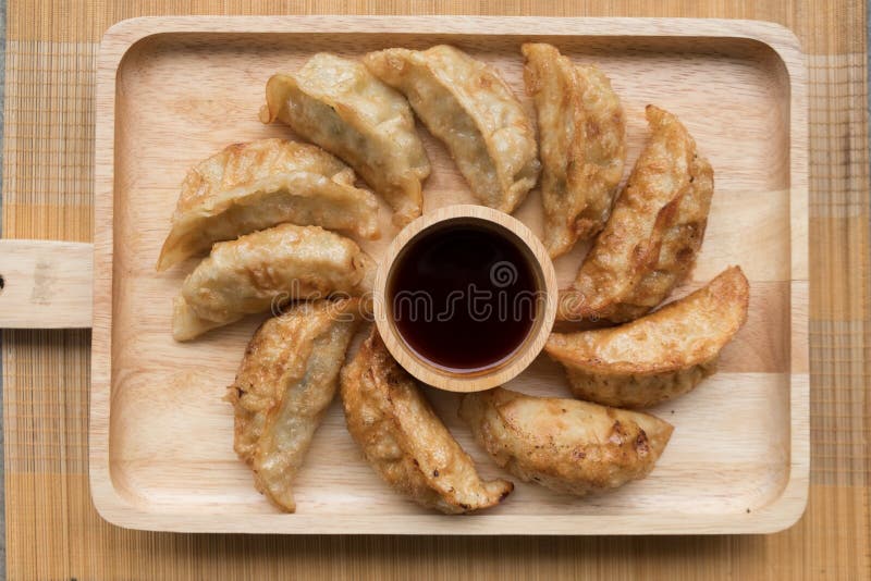 Deep fried dumpling gyoza, famous Japanese food. stock images Deep fried dumpling gyoza, famous Japanese food. stock images