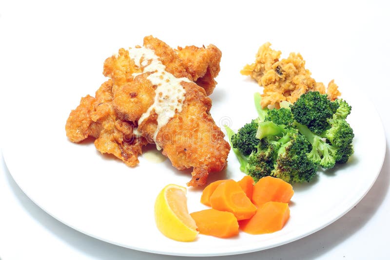 Deep fried fish fillet stock photo. Image of meal, lemon 72968184
