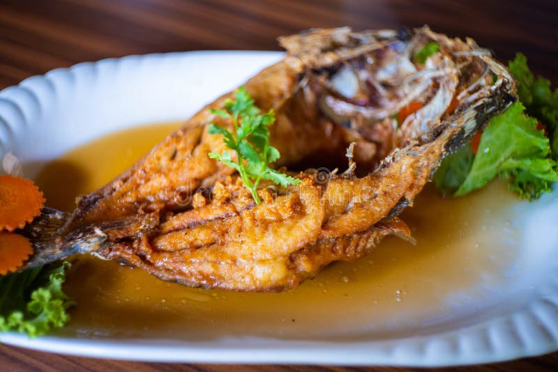 Deep Fried Fish with Fish Sauce Stock Image Image of fried, cuisine