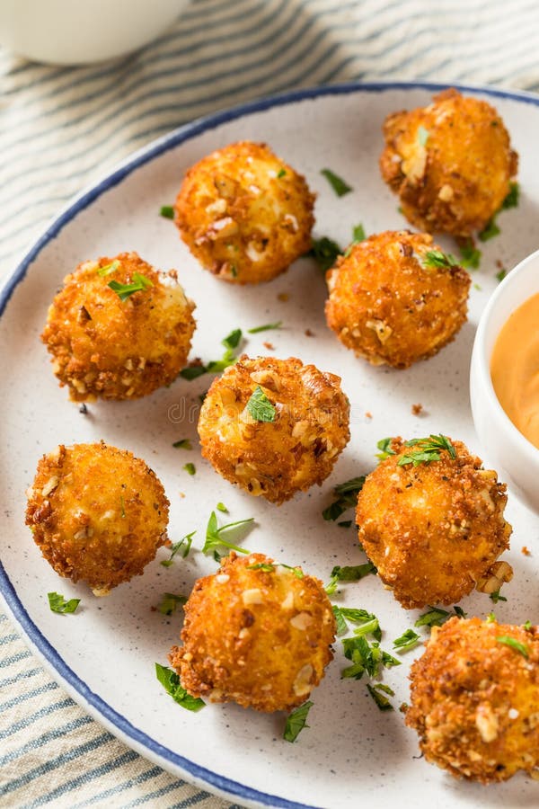 Deep Fried Goat Cheese Balls Appetizer Stock Photo Image of breaded