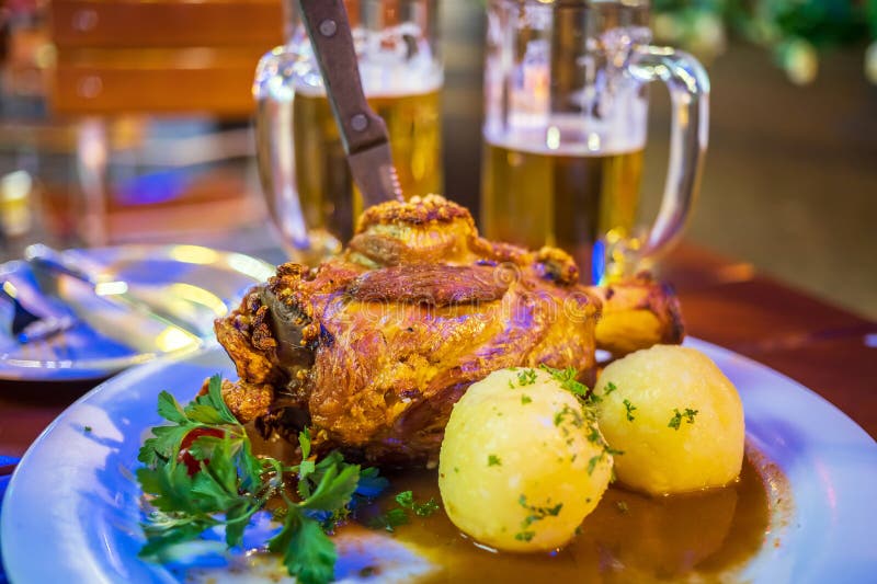 Deep Fried Pork Knuckle in Frankfurt, German Stock Image Image of
