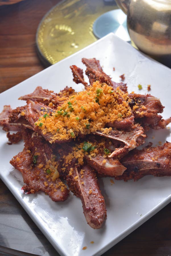 Deep fried pork ribs bones stock photo. Image of micro 165640260