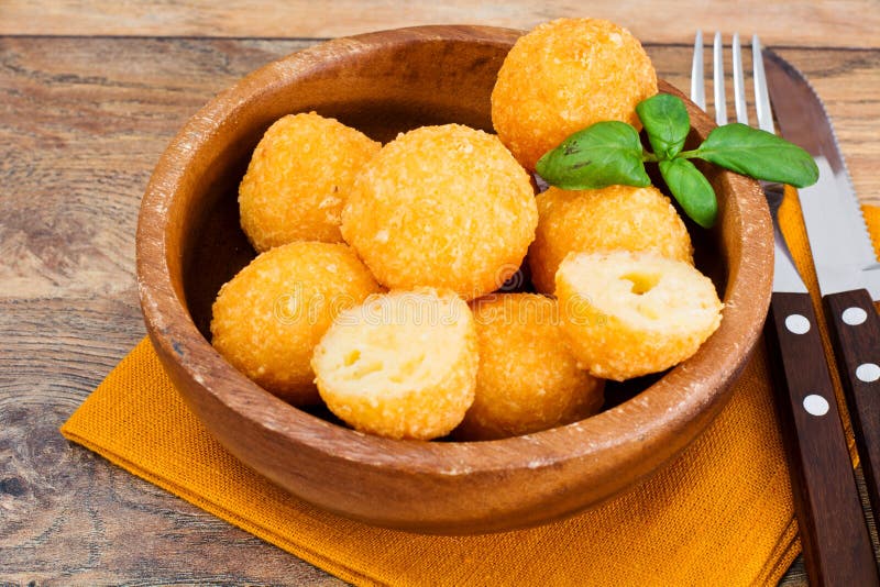 Deep Fried Potato, Cheese Balls. Snack, croquette.