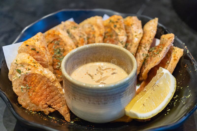Deep fried salmon belly stock photo. Image of nutrition 119892676