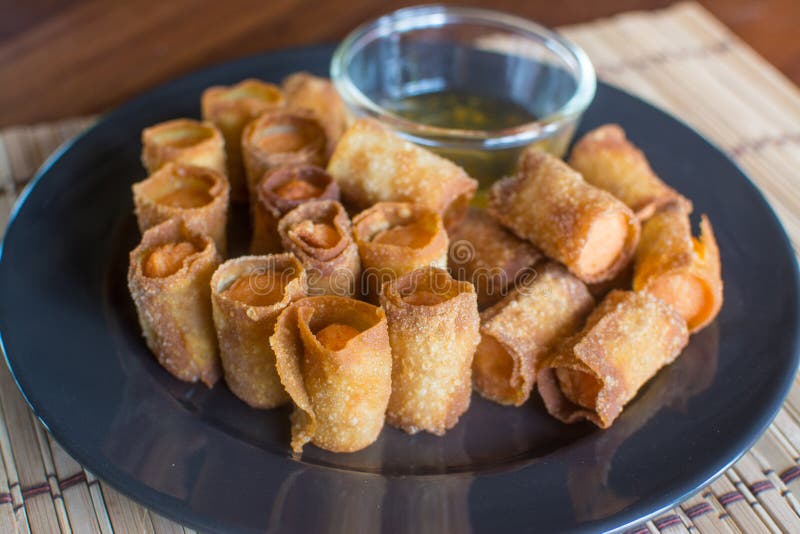 Deep Fried Sausage in Wonton Wrappers Stock Image Image of fried
