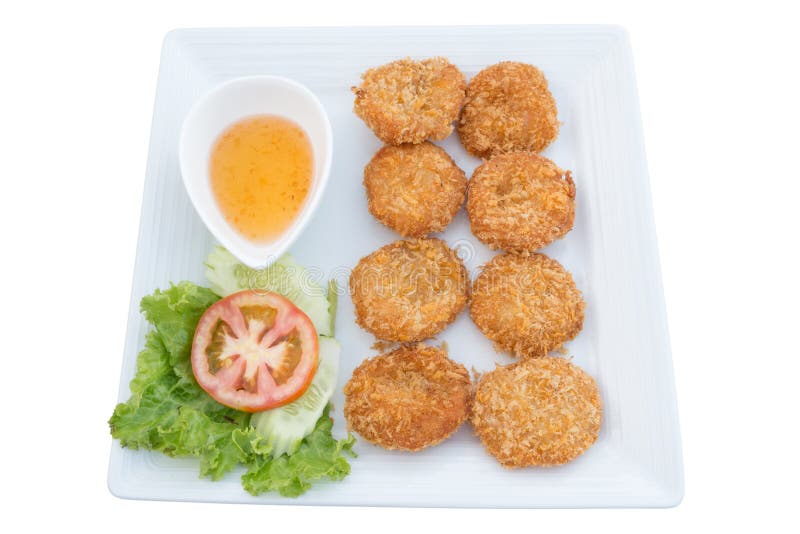 Deep Fried Shrimp Cakes on Dish Stock Image Image of sauce, cuisine