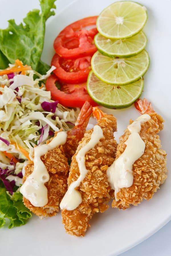 Deep Fried Shrimp Lemon Cream Sauce Stock Image Image of asian, deep