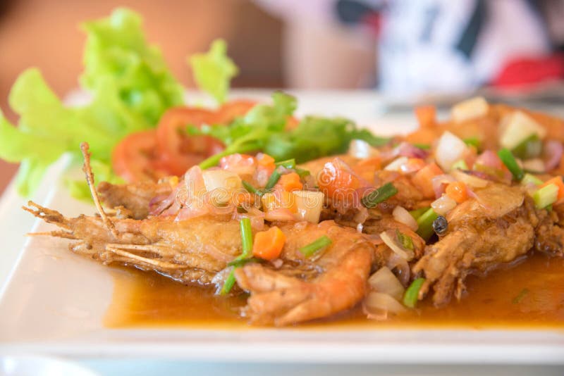 Deep Fried Shrimp with Tamarind Sauce Stock Photo Image of cooked, cuisine 87981574