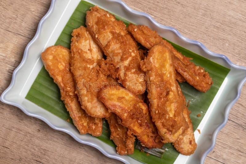 Deepfried Sliced Banana Crispy Thai Dessert Stock Photo Image of
