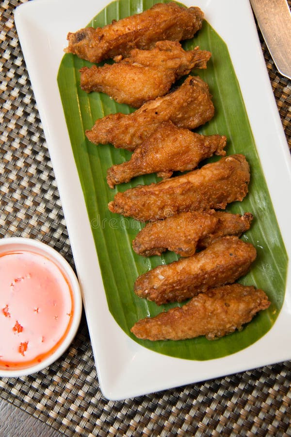 Deep Fried Spicy Chicken Wing with Chili Sauce Stock Image Image of