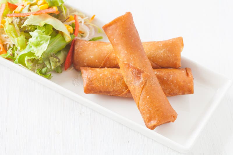 Deep Fried Spring Roll with Vegetable Stock Photo Image of asia, bowl 60230594