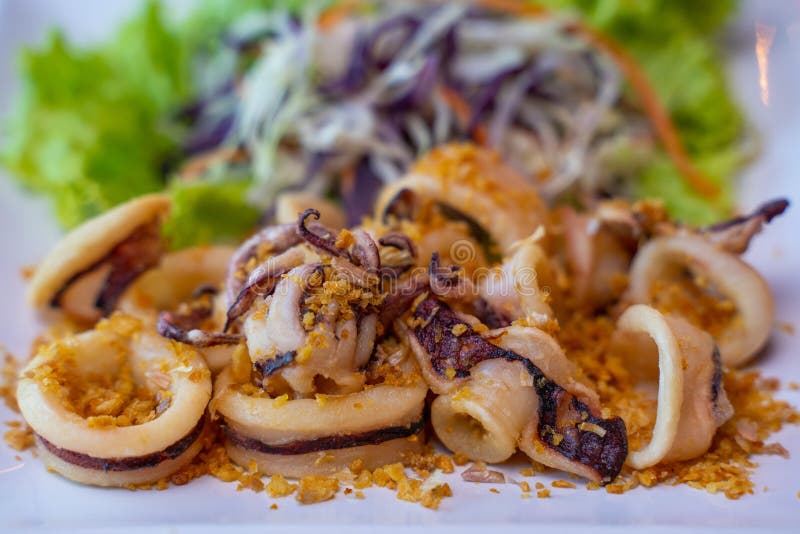 Deep Fried Squid with Garlic and Pepper Stock Image Image of cook