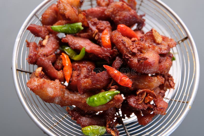 Deep Fried Sun-dried Pork (Moo Dad Deaw), Thai Food. Stock Photo ...