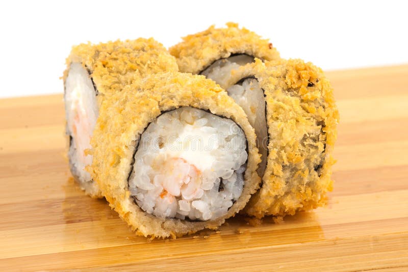 Deep Fried Sushi Maki Rolls on a Wooden Board Stock Photo Image of fresh, japanese 163833116