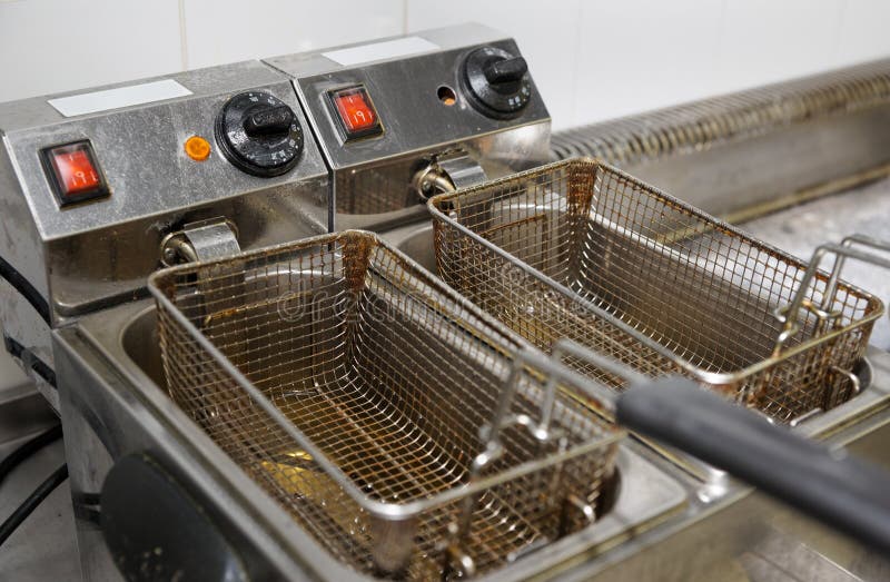 Deep Fryer with on Restaurant Kitchen Stock Image Image of oven