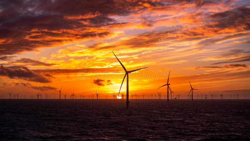 One of the million nice sunsets for a silent offshore wind farm in North Sea. One of the million nice sunsets for a silent offshore wind farm in North Sea.