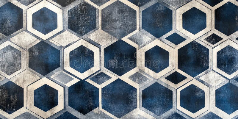 Deep navy and silver geometric background with hexagonal patterns and a soft stock photography