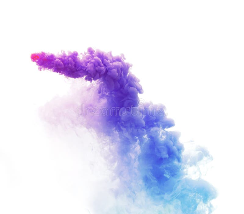Deep pink, purple,blue, pavorwave color smoke on white background for design element. Stock image