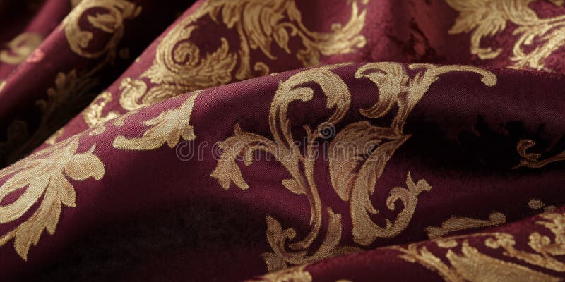 Deep ruby red with golden damask patterns, rich, regal, and timeless luxury aesthetic royalty free stock photo