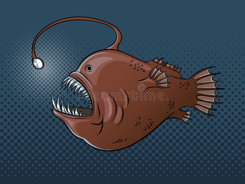 Deep Sea Fish with Light Pop Art Vector Stock Vector - Illustration of  flashlight, head: 111948535