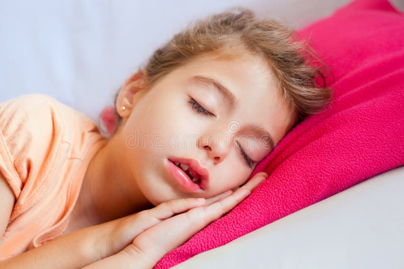 Deep Sleeping Children Girl Closeup Portrait Stock Image ...
