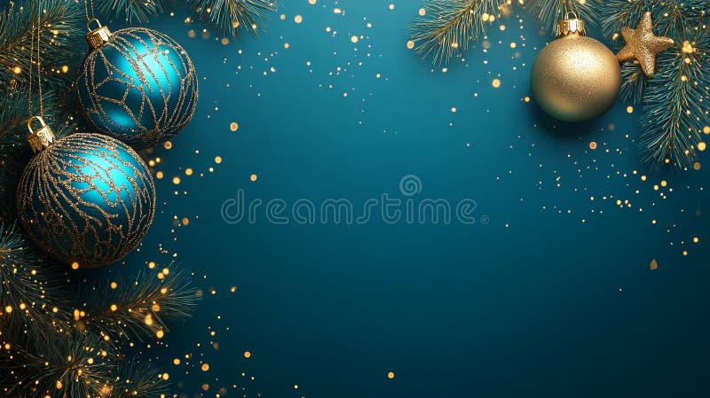 Deep teal background, subtle gold accents, New Year frame. vector illustration
