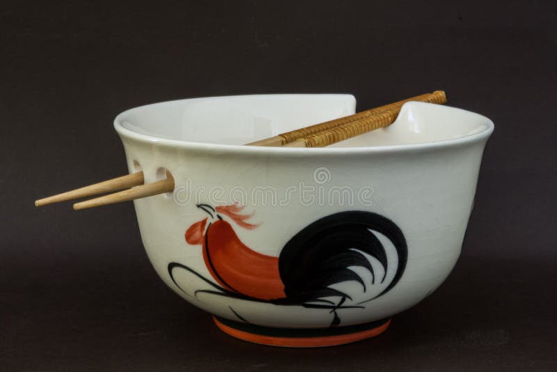 Deep White Ceramic Bowl with Holes for Sticks Stock Photo Image of