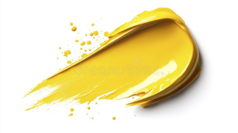 Deep yellow paint stroke isolated on white background stock illustration