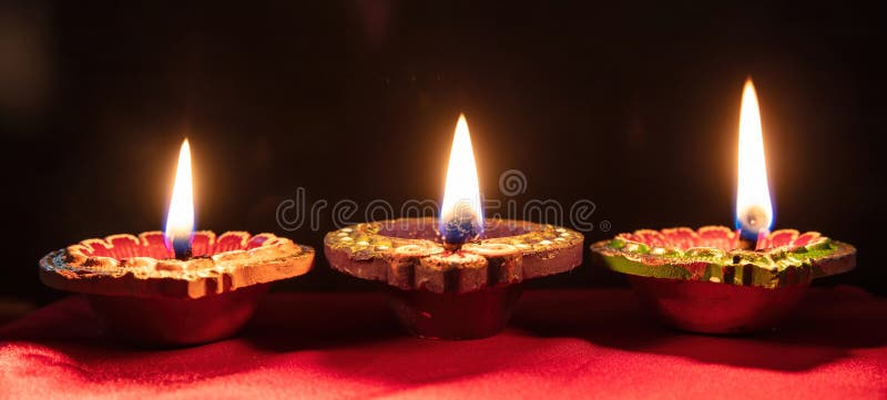 Diwali, Deepavali Hindu Festival of Lights. Diya Lamp Lit Close Up ...
