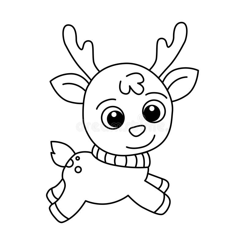 Deer Cartoon Coloring Page Illustration Vector. for Kids Coloring Boo