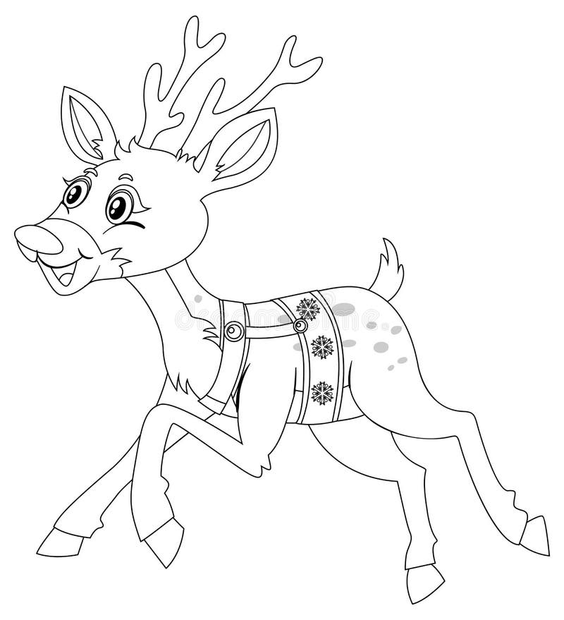 Deer Doodle Outline for Colouring Stock Vector Illustration of