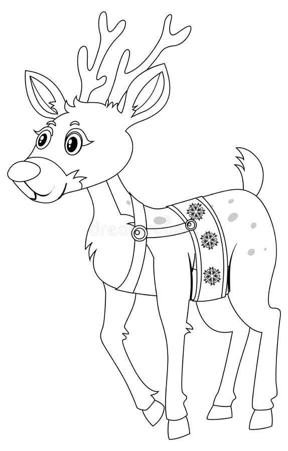 Deer Doodle Outline for Colouring Stock Vector Illustration of