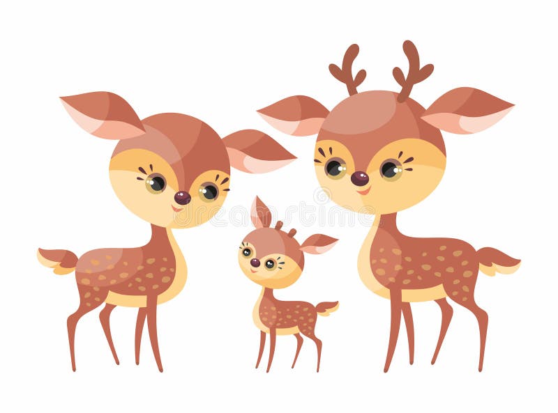 Deer Family in Cartoon Style Stock Vector - Illustration of style, young:  113909430
