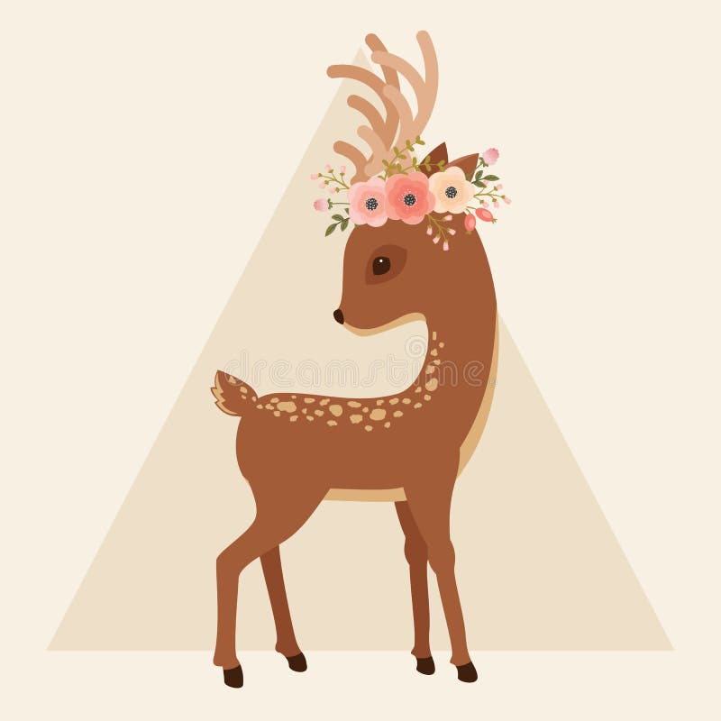 Deer with floral wreath on a head stock illustration Deer with floral wreath on a head stock illustration