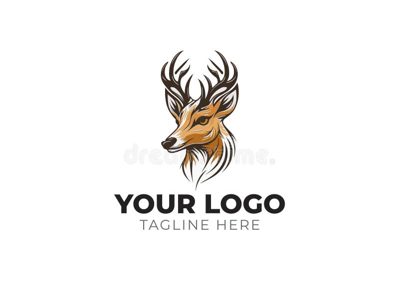 Deer Head Logo Vector for Elegant Branding Stock Vector Illustration